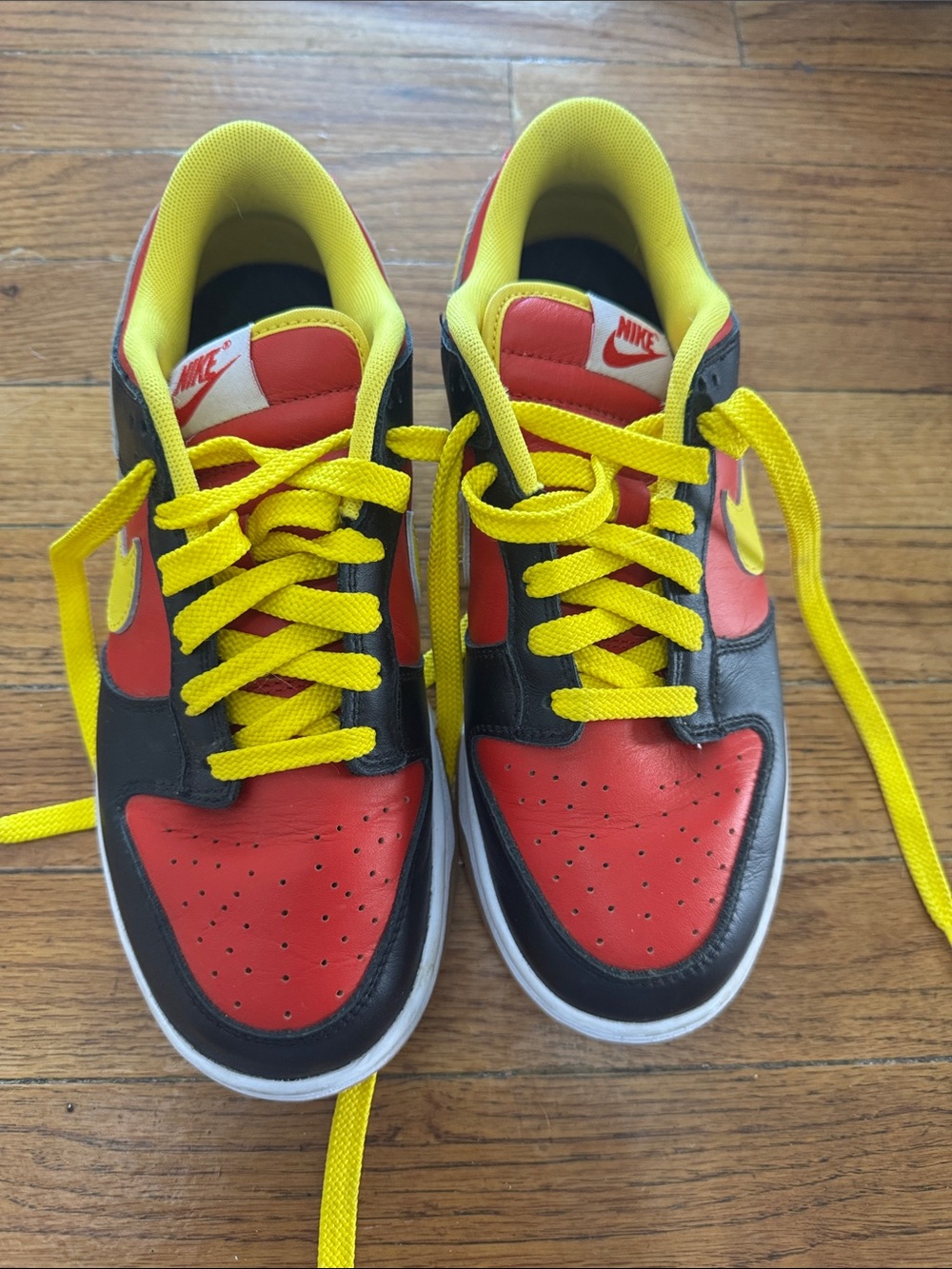 Nike Low-Top Athletic Sneakers in Red, Black & Yellow